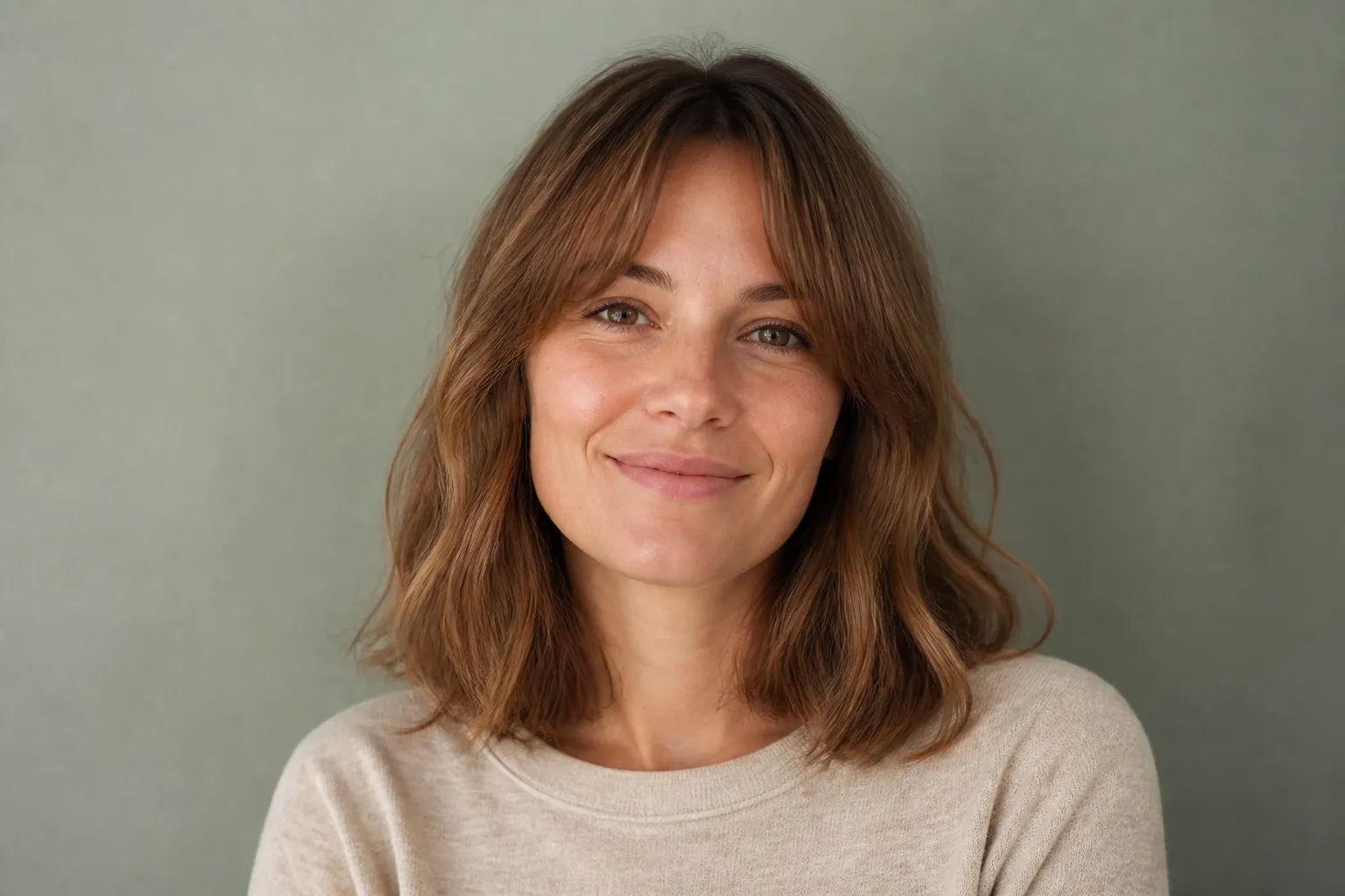 A square face shape with a flattering haircut