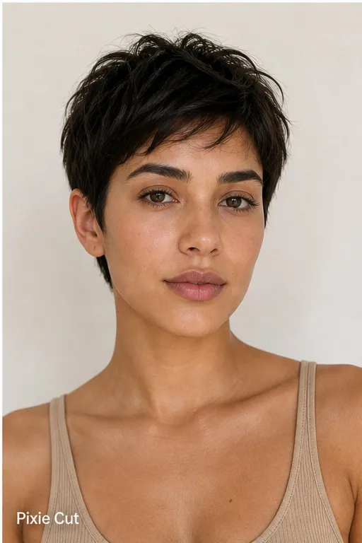 Preview of the same person with a pixie cut